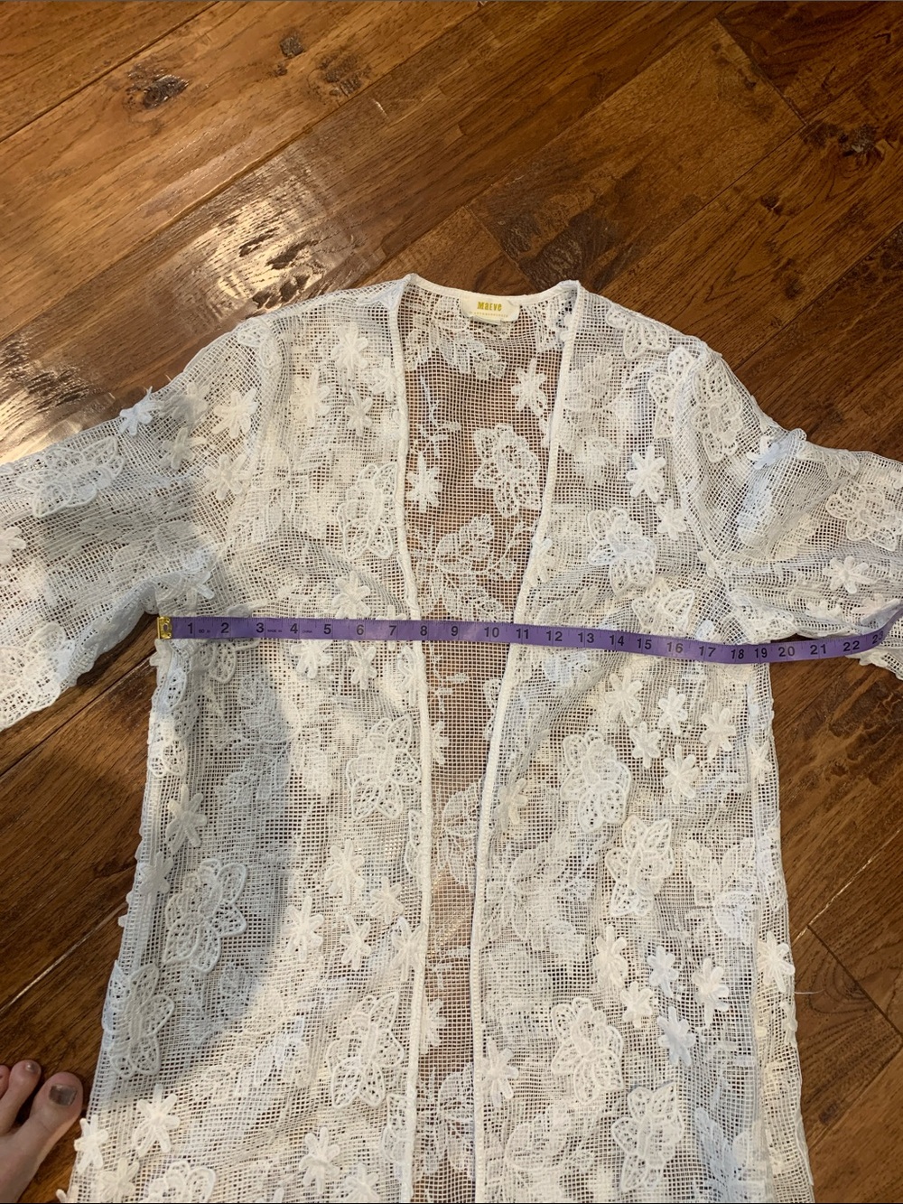 Maeve White Sheer Floral Lace Kimono Robe - Picture 16 of 16